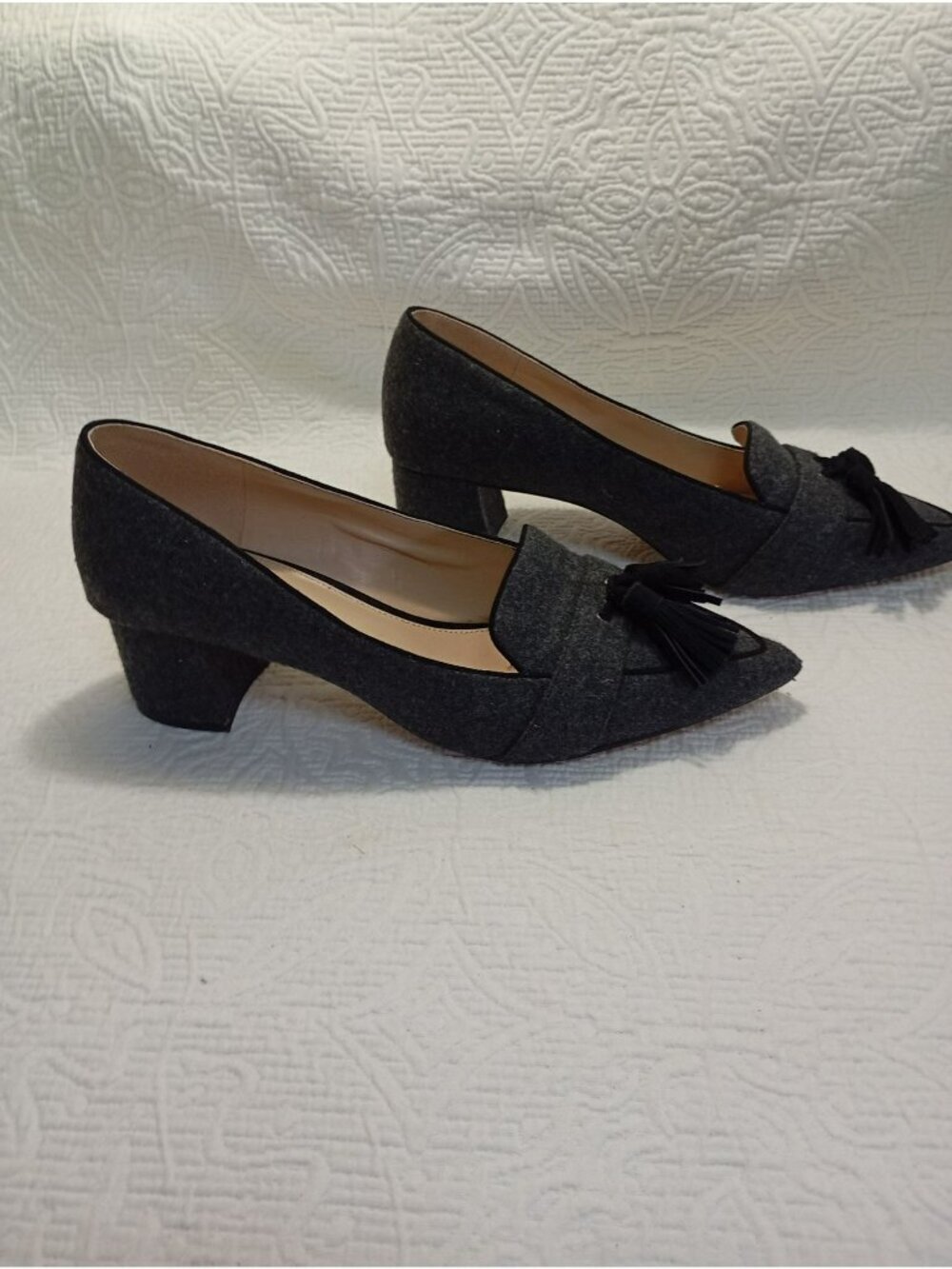 Essex Lane Womens Gray Tassel Loafers With Block Heel Size 10M